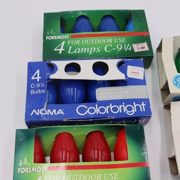 Lot of 14 C9 Christmas Light Bulbs Red, Green, Blue, White — Opaque & Transparen - Picture 5 of 13